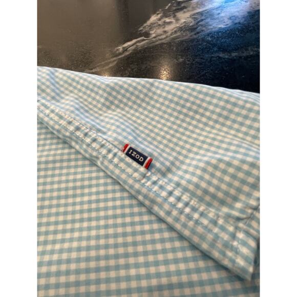 IZOD blue and white check Men's button up 2XL 100% Cotton - Picture 4 of 10